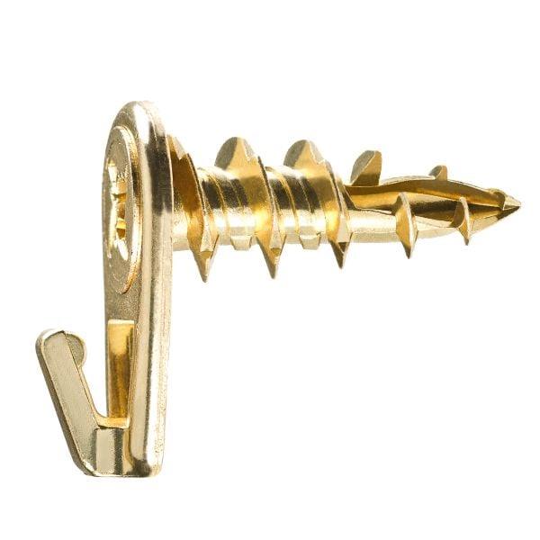Wkręty hakowe do G-K, 10,5 x 27 mm, kolor mosiężny, 4 szt.
