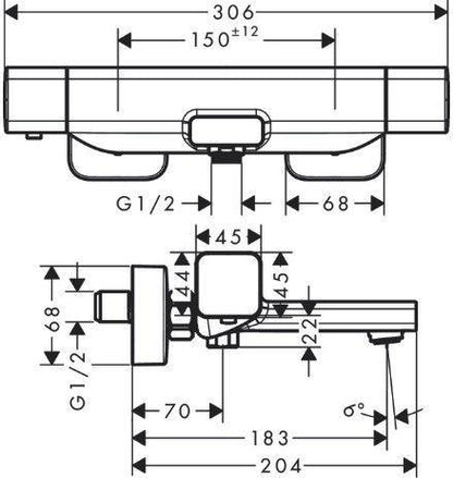 Vonios maišytuvas Hansgrohe Ecostat E 15774000, chromo