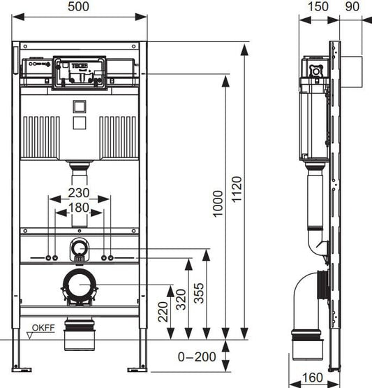Rama WC uniwersalna tece 9300302 profil