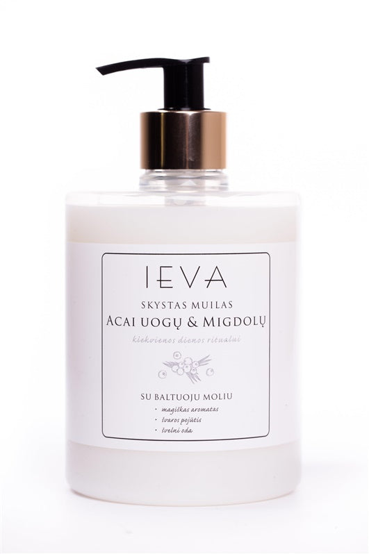 Skystas muilas Ieva acai uogų ir migdolų kvapo, 500 ml.