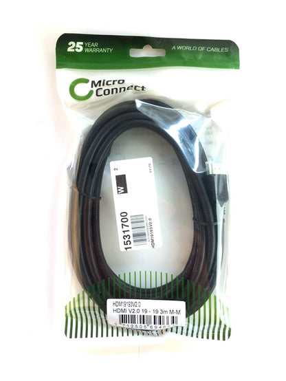 Kabelis MICRO_CONNEC HDMI M, HDMI M, 3m, juodas