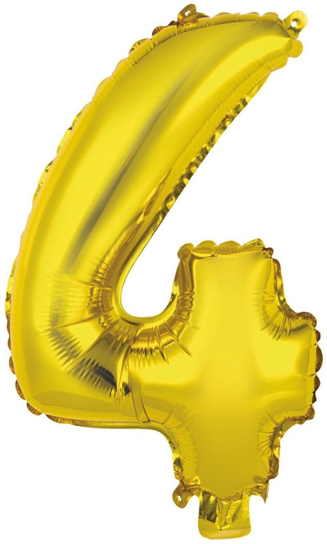 Balon cyfra 4, złoty, 1 szt.