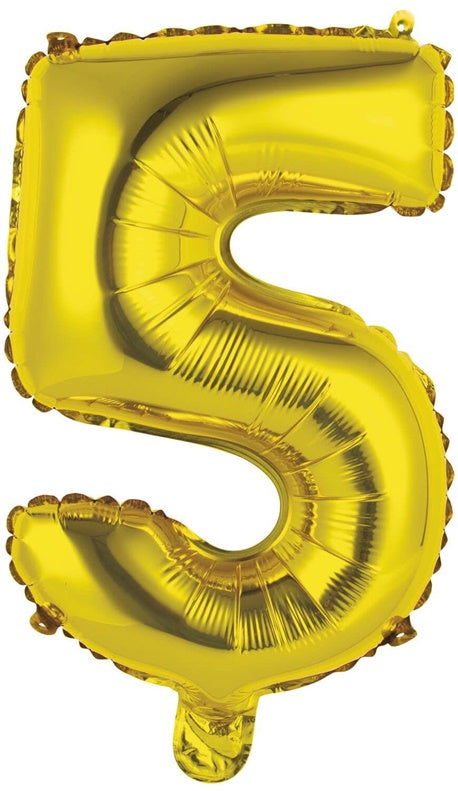 Balon cyfra 5, złoty, 1 szt.