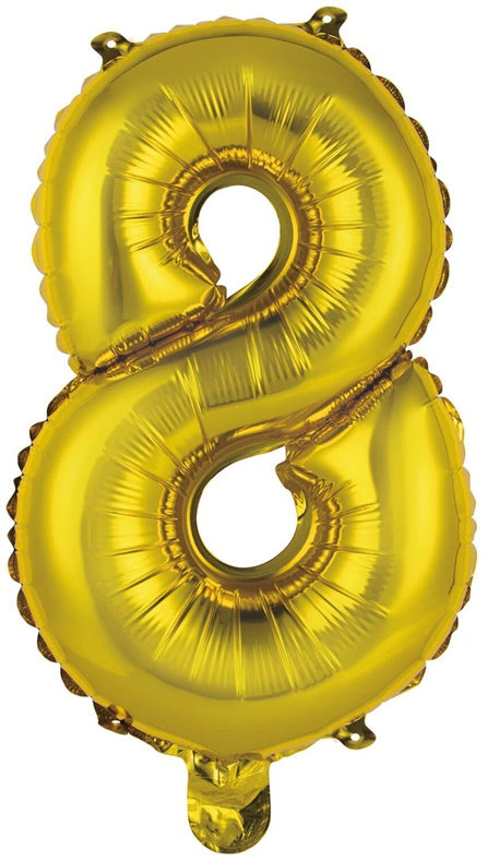 Balon cyfra 8, złoty, 1 szt.