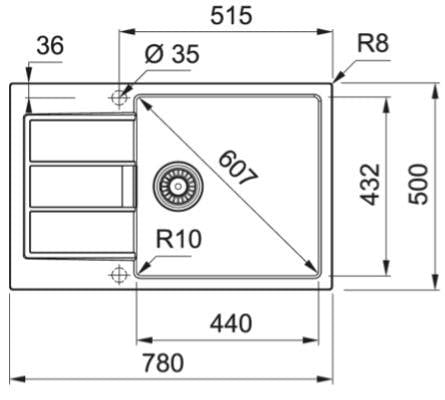 Plautuvė FRANKE SIRIUS 2.0 S2D 611-78 XL, 780×500×200 mm