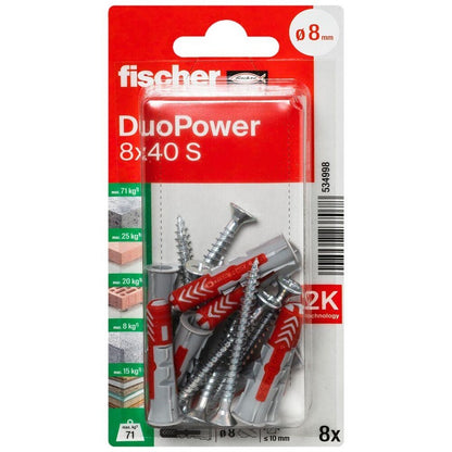 Kołek Fischer DuoPower, 40 mm x 8 mm, 8 szt.