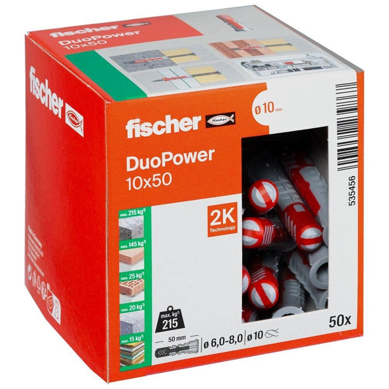 Kaištis Fischer DuoPower, 50 mm x 10 mm, 50 vnt.