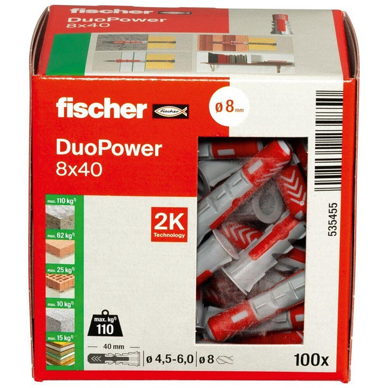 Kaištis Fischer DuoPower, 40 mm x 8 mm, 100 vnt.