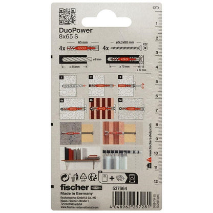 Kołek rozporowy Fischer DuoPower, 65 mm x 8 mm, 4 szt.