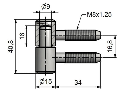 Zawias okienny 15 x 40 mm, ocynkowany, żółty