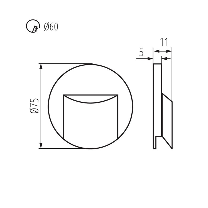 Lampa schodowa, wpuszczana, LED 0,8W 4K 15lm D7,5 biała