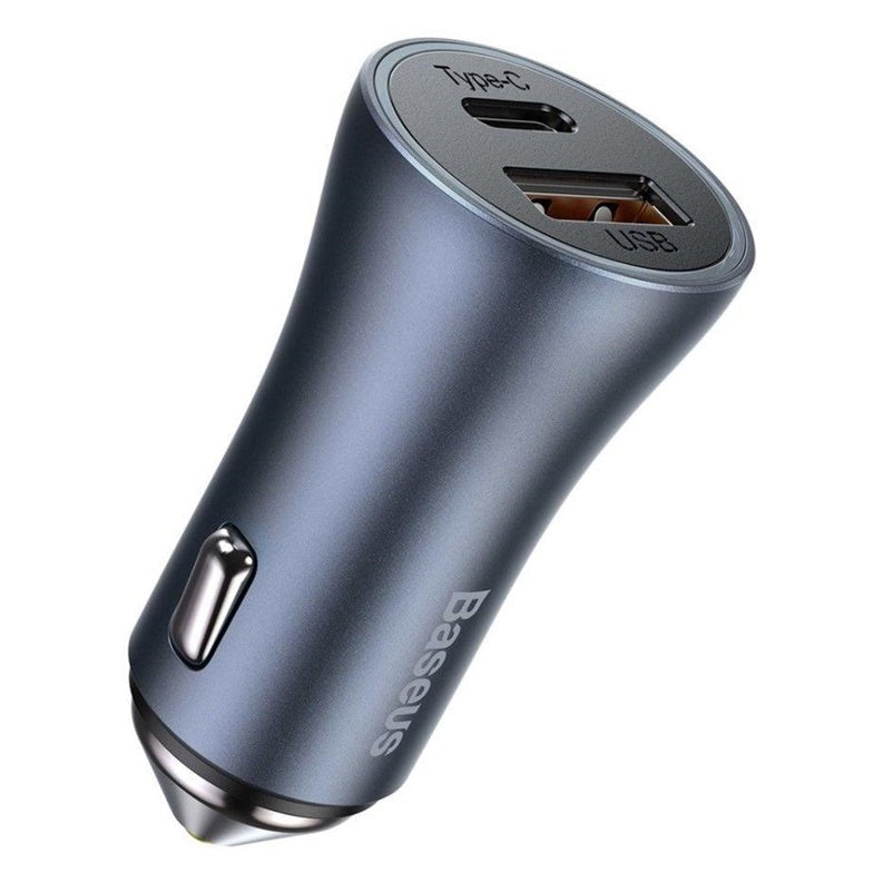 ŁADOWARKA SAMOCHODOWA USB + USB-C 40W SZARA