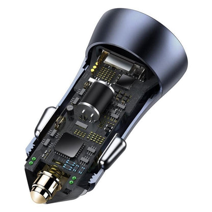 ŁADOWARKA SAMOCHODOWA USB + USB-C 40W SZARA