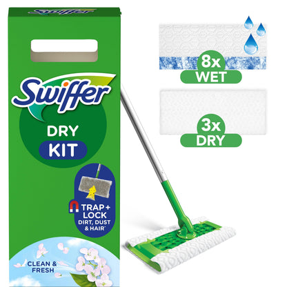 Swiffer Sweeper Kit, Sausas 8 vnt + Šlapias 3 vnt
