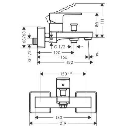 Vonios maišytuvas Hansgrohe Vernis Shape 71450000, chromo