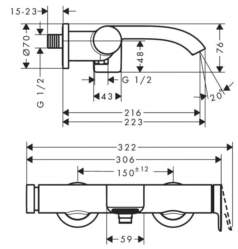 Bateria umywalkowa Hansgrohe Vivenis 75420000, chrom