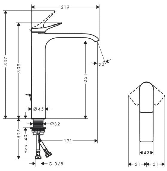 Praustuvės maišytuvas HANSGROHE VIVENIS 250 75040000, chromo