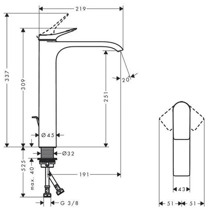 Praustuvės maišytuvas HANSGROHE VIVENIS 250 75040000, chromo