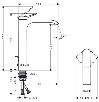 Praustuvės maišytuvas HANSGROHE VIVENIS 250 75040000, chromo