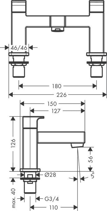 Vonios maišytuvas Hansgrohe Shape Vernis, juodas
