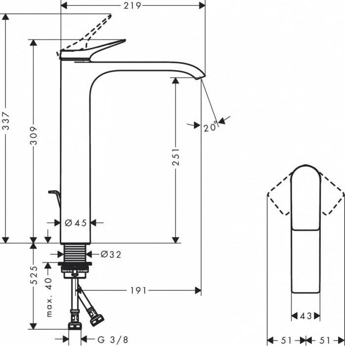 Bateria umywalkowa HANSGROHE VIVENIS COMFORTZONE 250