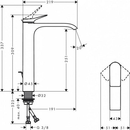 Bateria umywalkowa HANSGROHE VIVENIS COMFORTZONE 250