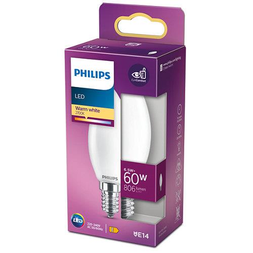 Lemputė Philips LED, B35, E14, 6.5 W, 806 lm, 2700 K