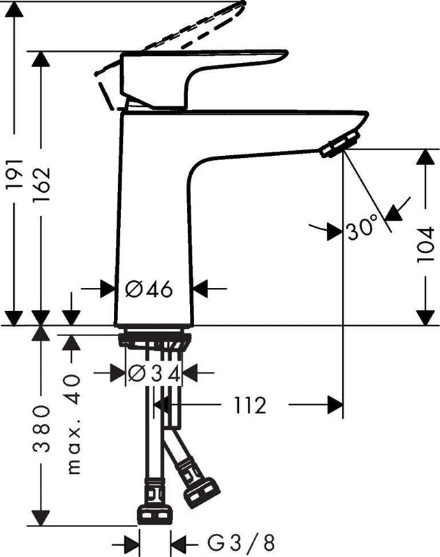 Praustuvo maišytuvas Hansgrohe Talis E 110 71710140, bronzos