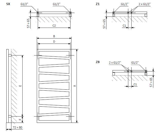 Elektrinis rankšluosčių džiovintuvas Terma ZigZag 500x835mm