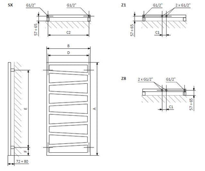 Elektrinis rankšluosčių džiovintuvas Terma ZigZag 500x835mm