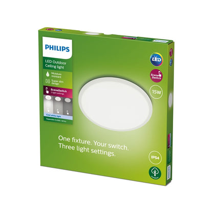Oprawa oświetleniowa Philips SuperSlim, 15W, LED, IP54, biała, 25 cm
