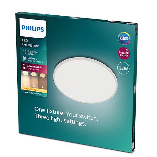 Šviestuvas Philips Superslim, 22W, 2700°K, baltas