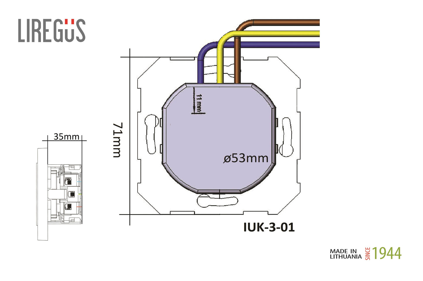 Kištukinis lizdas ir USB A+C kroviklis LIREGUS EPSILON,balta