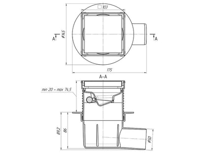 DUŠ TRAP SAUS ĮKLIJUOJ PLYTEL 10X10 REG