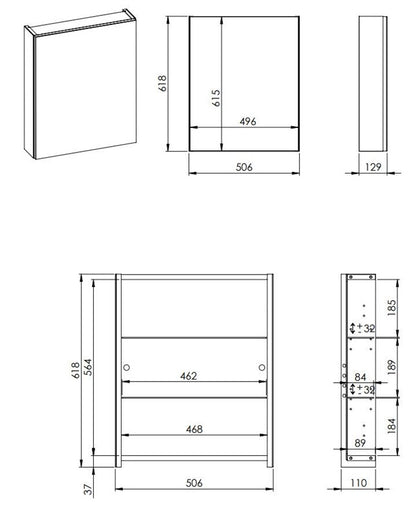 SPINTELĖ SU VEIDRODŽIU BASIC 50 CM