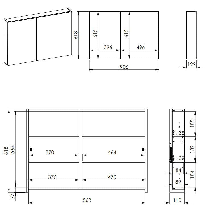 SPINTELĖ SU VEIDRODŽIU BASIC 90 CM