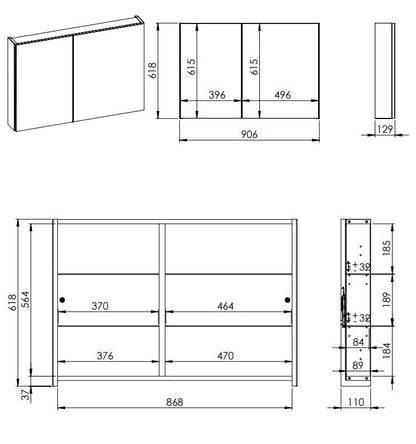 SPINTELĖ SU VEIDRODŽIU BASIC 90 CM