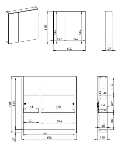 SPINTEL SU VEIDR PAKABINAMA BASIC 60 CM