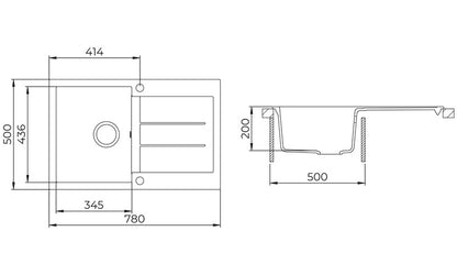 Zlewozmywak Aquasanita Tesa SQT101-202AW, 78x50x20 cm