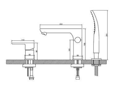 Bateria wannowa wolnostojąca Invena Siros BW-90-S01-A, chrom