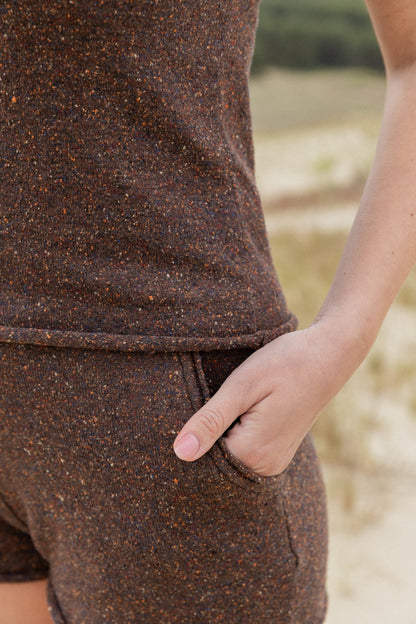 Sabbia Set aus Tanktop und Shorts, Schokolade