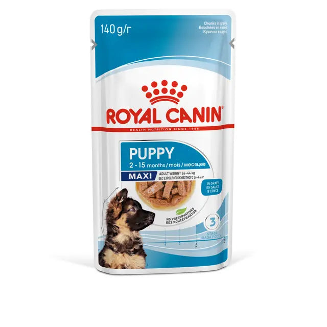 ROYAL CANIN Maxi Puppy Chunks In Gravy - Wet Food for Large Breed Puppies 10x140g