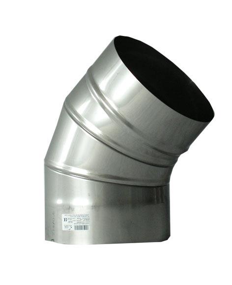 Kaminų alkūnė WADEX 115, D150 mm 45°