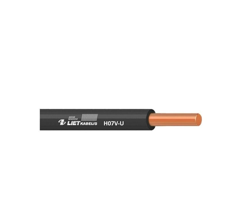 Laidas Lietkabelis H07V-U, 1 x 1,5 mm², juodas