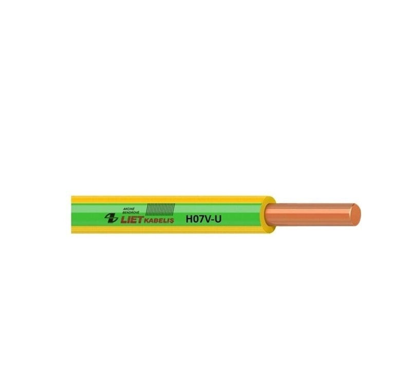 Laidas Lietkabelis H07V-U, 1 x 4 mm², geltonas/žalias