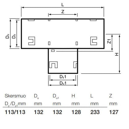 Drenažo vamzdžių trišakis Wavin, Ø 113/113 mm, 90°