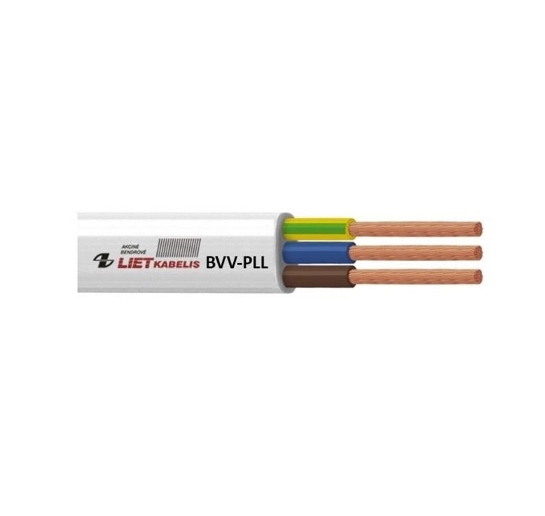 Kabelis Lietkabelis BVV-PLL, 2 x 2,5 mm², baltas