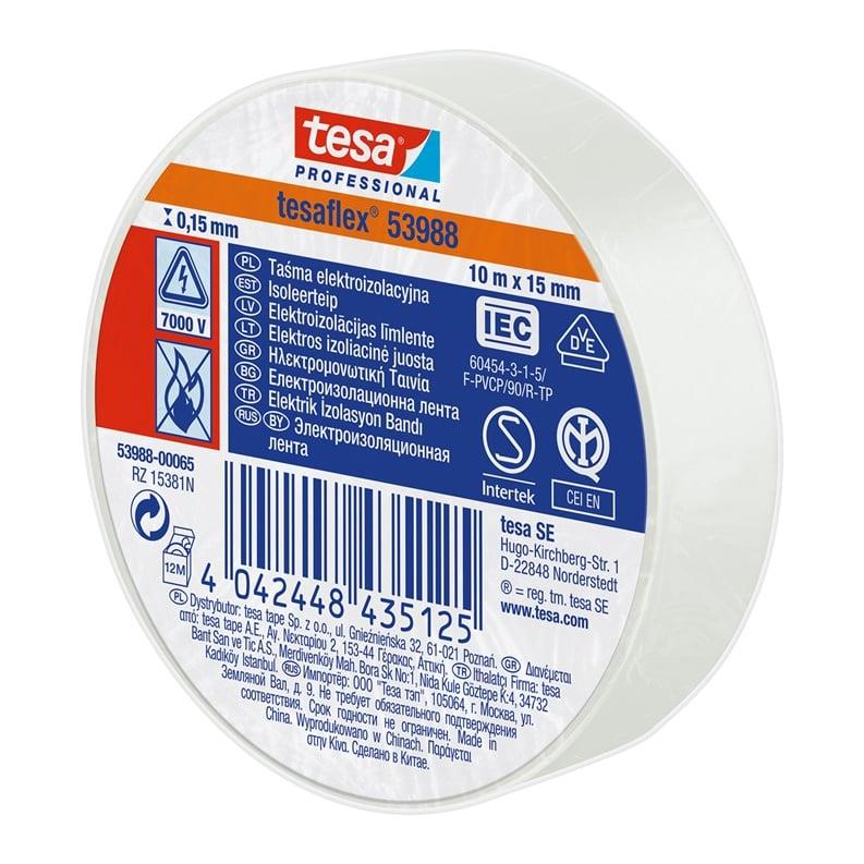 Taśma izolacyjna Tesaflex 53988, biała, 15 mm x 10 m