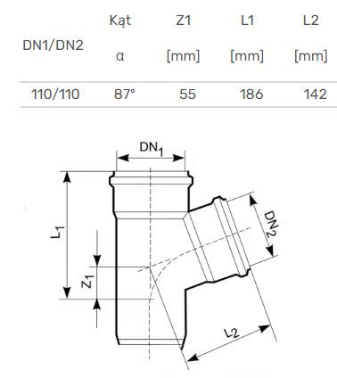 Lauko kanalizacijos trišakis Magnaplast, Ø 110 / 110 mm, 87°