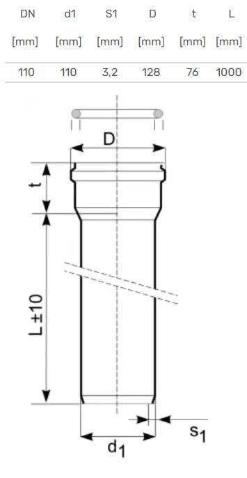 Lauko kanalizacijos vamzdis Magnaplast, Ø 110 mm, SN8, 1 m